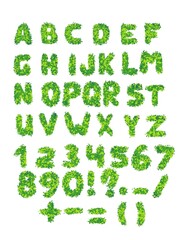 3D green grass alphabet font