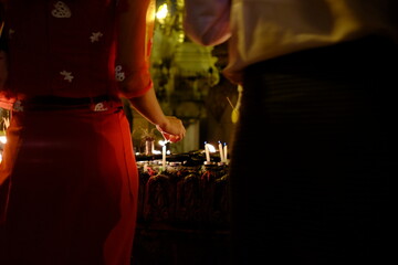 lighting festival in Shwedagon Pagoda, Yangon, Myanmar