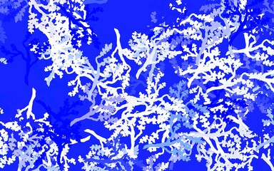 Light Blue, Yellow vector doodle pattern with leaves, branches.