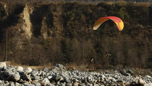 Paragliding in the sky.
