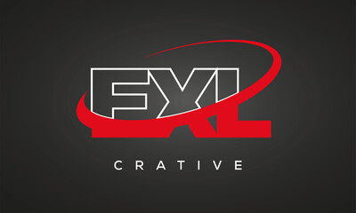 EXL creative letters logo with 360 symbol vector art template design