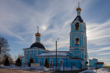 Fototapeta na wymiar Church of the Tikhvin Icon of the Mother of God in the village of Kostino, Russia