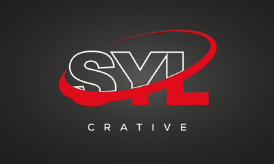 SYL creative letters logo with 360 symbol vector art template design