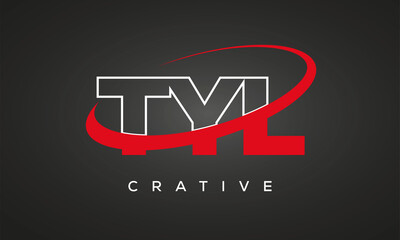 TYL creative letters logo with 360 symbol vector art template design