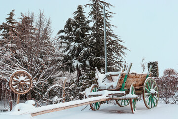 photo of carriage in snow