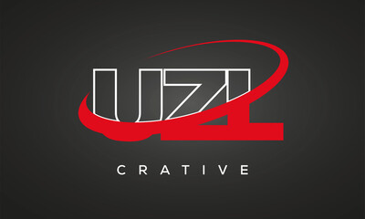 UZL creative letters logo with 360 symbol vector art template design