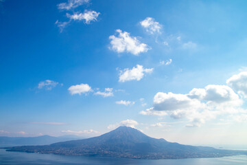 快晴の空と桜島