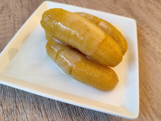 Banana syrup topped with coconut milk