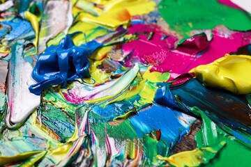 Fototapeta na wymiar Abstract colorful acrylic paint as background, closeup view