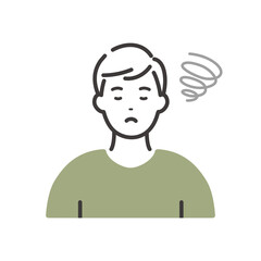 ネガティブな表情をした若い男性