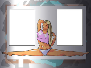 woman holding a blank sign, bikini, beautiful, girl, yoga, fitness, sport, athlete, fit, topic, slim, stretch, illustration, woman, figure, slim, naked, funny, illustration, illustration, image, penso