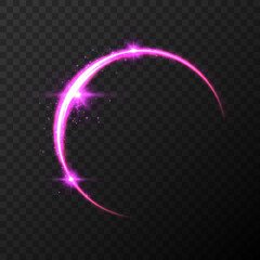 Abstract stylish light effect on black background. Golden glowing neon line.Vector 10 eps	