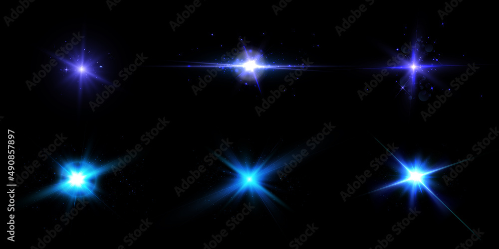 Poster blue glitter texture. star explosion, detonation effect in outer space. bright light with many twink