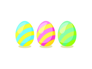 Happy Easter card. Set of cute Easter eggs with different texture on a white background.  Vector isolated Illustration. 