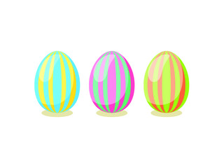 Happy Easter card. Set of cute Easter eggs with different texture on a white background.  Vector isolated Illustration. 