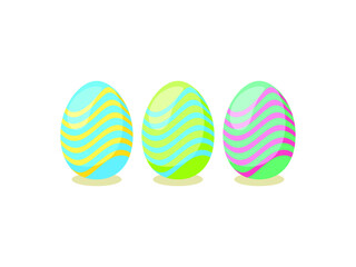 Happy Easter card. Set of cute Easter eggs with different texture on a white background.  Vector isolated Illustration. 