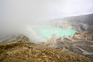 Ijen volcano in East Java, Indonesia
