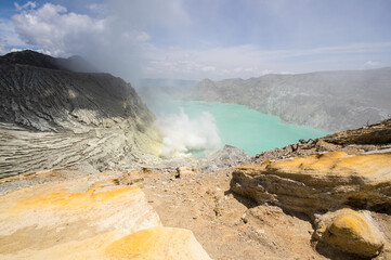 Ijen volcano in East Java, Indonesia