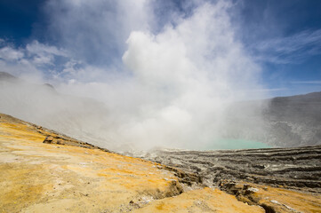Ijen volcano in East Java, Indonesia