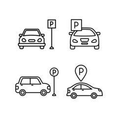 Obraz premium Car Parking Icon Logo Design Vector Template Illustration