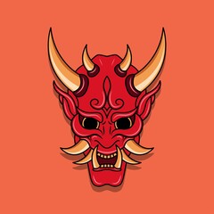 Oni japanese devil mask, Vector illustration eps.10