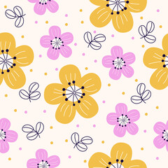 vector flat seamless spring pattern