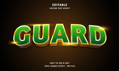 guard editable text effect with modern and simple style, usable for logo or campaign title
