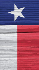 Texas state flag on dry wooden surface. Mobile phone wallpaper made of old wood. Vertical bright background. The symbol of one of the American states. Lone Star Flag