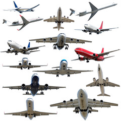 Plane collection isolated on a white background. High resolution