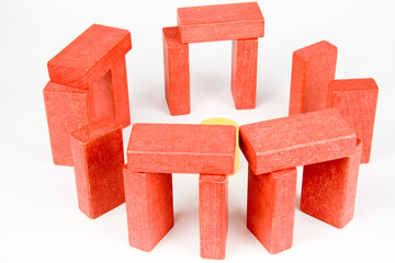 wooden blocks isolated on white background