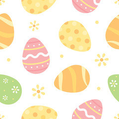 Cute pastel colored Easter eggs seamless pattern Background. Flat vector illustration. 