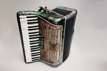Close-up accordion on a white background