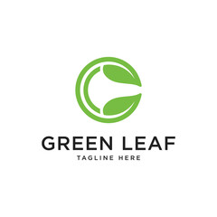 Abstract Initial Letter C and leaf Logo design template