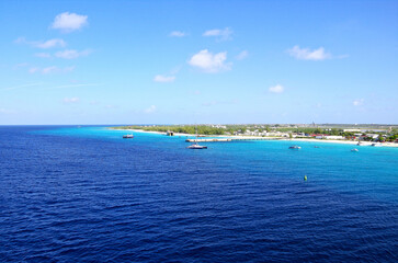 Dream holiday on tropical lush Caribbean island with hideaway white sandy beach, paradise crystal...