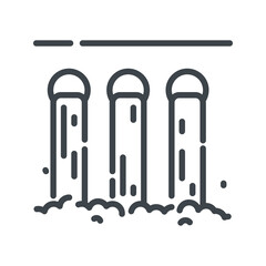 Vector hydroelectric power station line icon isolated on transparent background.