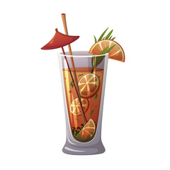 Cartoon glass with orange juice.