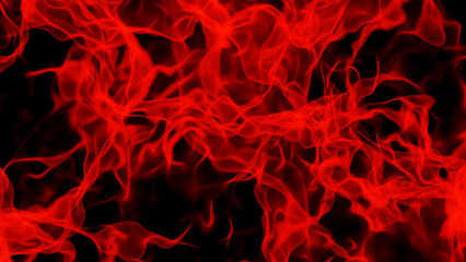 Fototapeta na wymiar Red abtract background, glowing smoke pattern isolated on black, 3D render illustration.