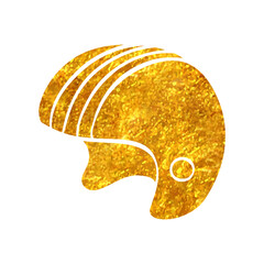 Hand drawn gold foil texture icon Motorcycle helmet