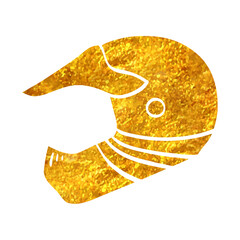 Hand drawn gold foil texture icon Motorcycle helmet