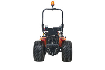 New orange agricultural tractor isolated on white background with clipping path
