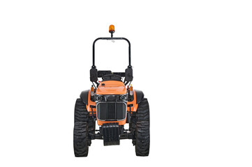 New orange agricultural tractor isolated on white background with clipping path
