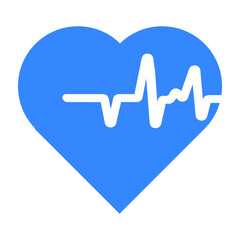 Heart Beat, pulse activity icon. Blue vector graphics.