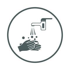 clean, hand washing icon. Gray vector graphics.