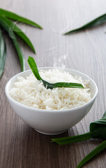 cooked rice with Aromatic Pandan