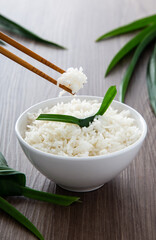 cooked rice with Aromatic Pandan