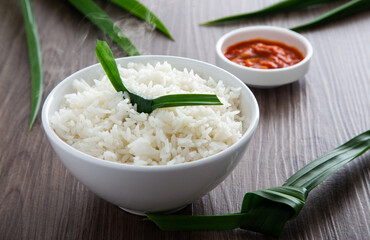 cooked rice with Aromatic Pandan
