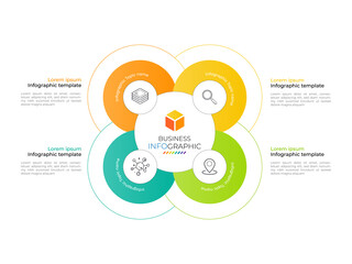 Infographic circle element template can be used for workflow layout, diagram, number options, web design. Infographic business concept with 4 option, parts, steps or processes.	