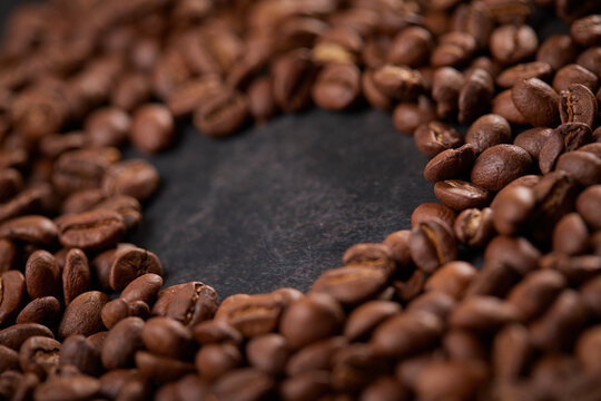 coffee beans on the wooden background