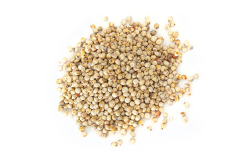 Milo or Sorghum Seeds or Super Grain in Pile or Heap Isolated on White