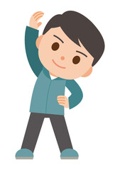 ストレッチ運動するトレーニングウェアの男性